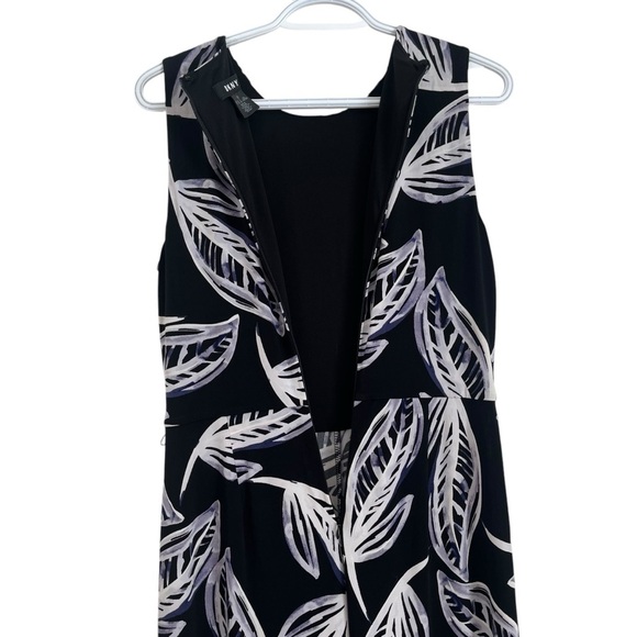 DKNY printed leaf sleeveless jumpsuit romper zip stretch summer women’s 8 medium - Picture 12 of 16